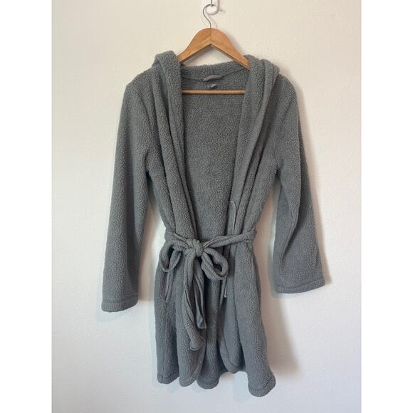 AERIE Gray Sherpa Hooded Robe - Picture 1 of 4